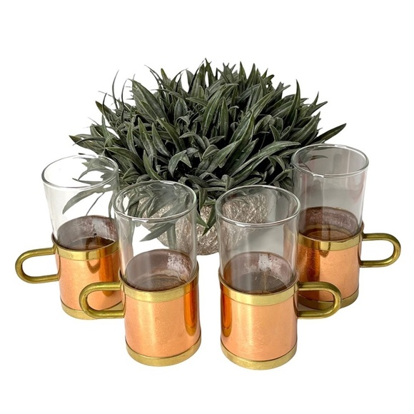 Mid-Century Modern Copper Irish Coffee Tea Glass - Set of 4 - Picture 1 of 16